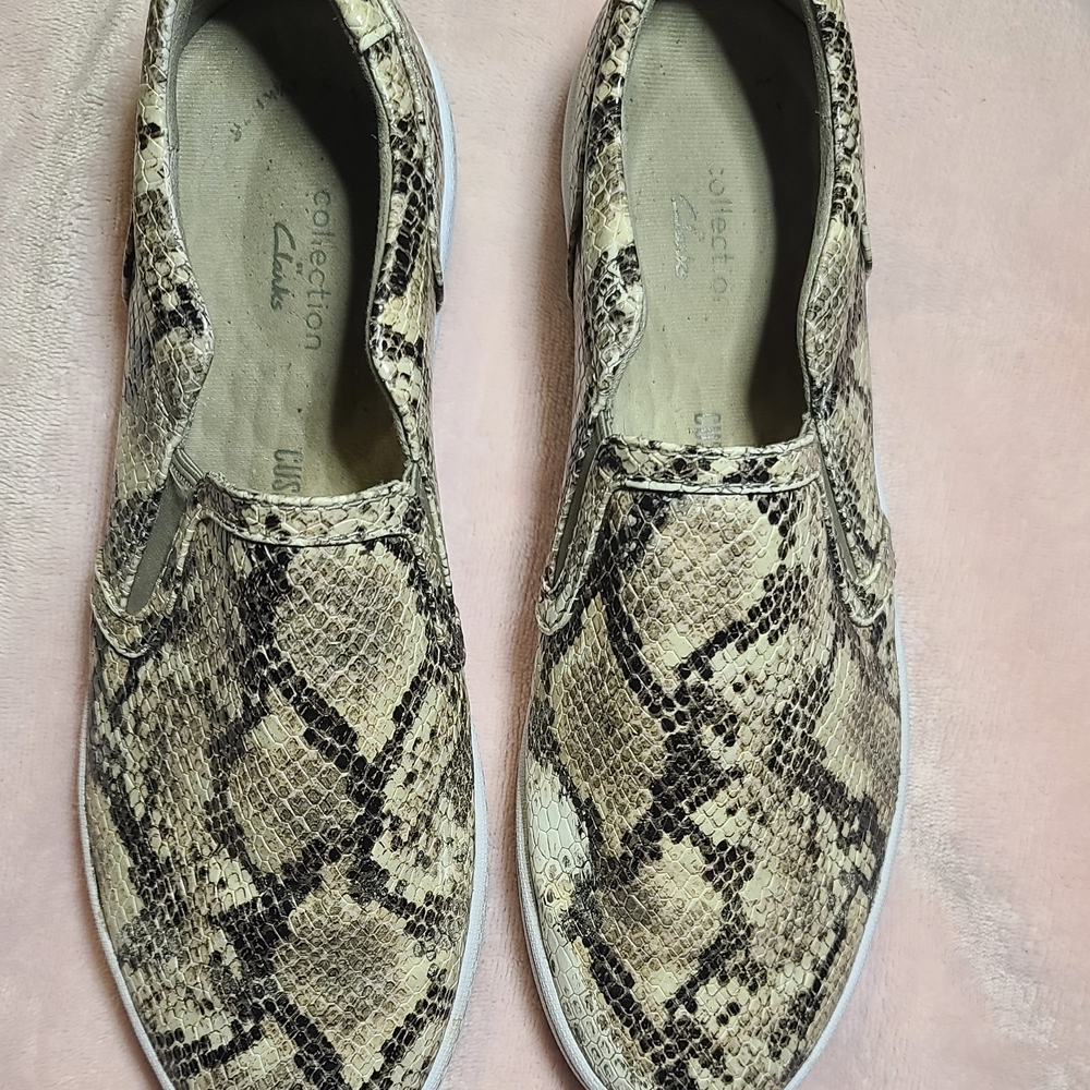 Clarks Snakeskin Slip-On Sneakers
